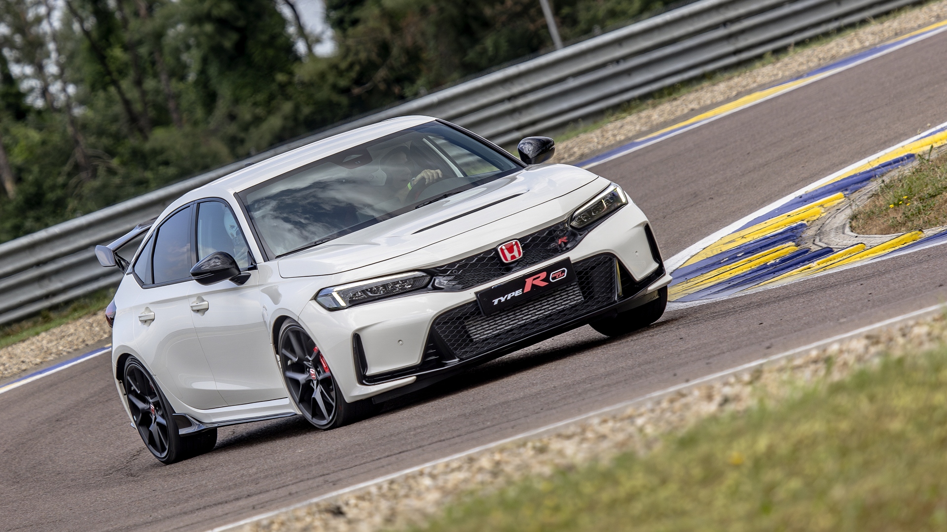 Track-focused Honda Civic Type R showing performance styling in a best-lap context